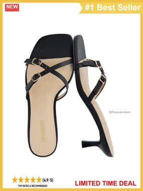Strappy Kitten Heel Sandals with Cushioned Footbed